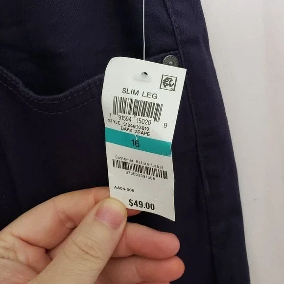 Style & Co Dark Grape Slim Leg High Rise Tummy Control (AN) - Picture 2 of 11